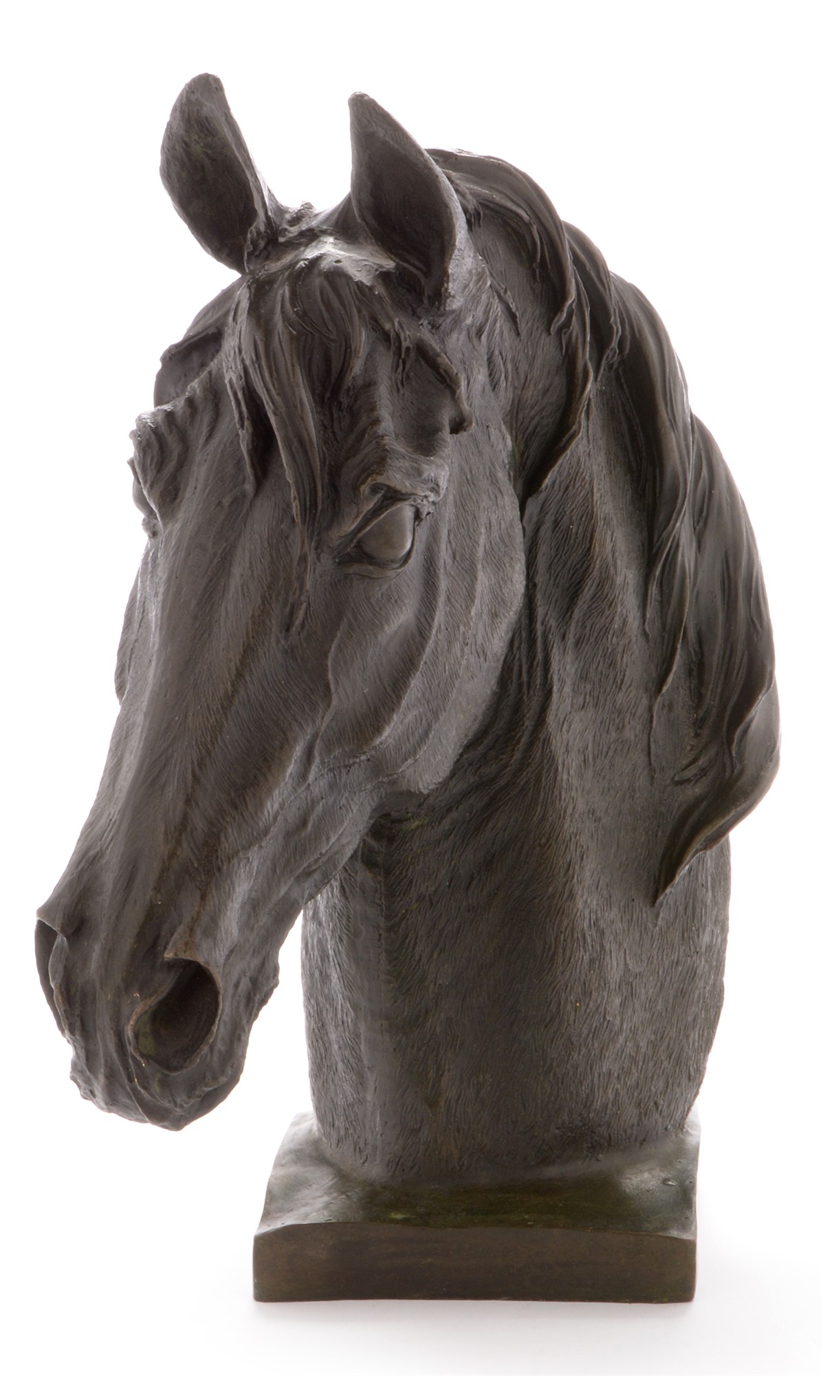 Lot 1634 - Bronzed horse head sculpture