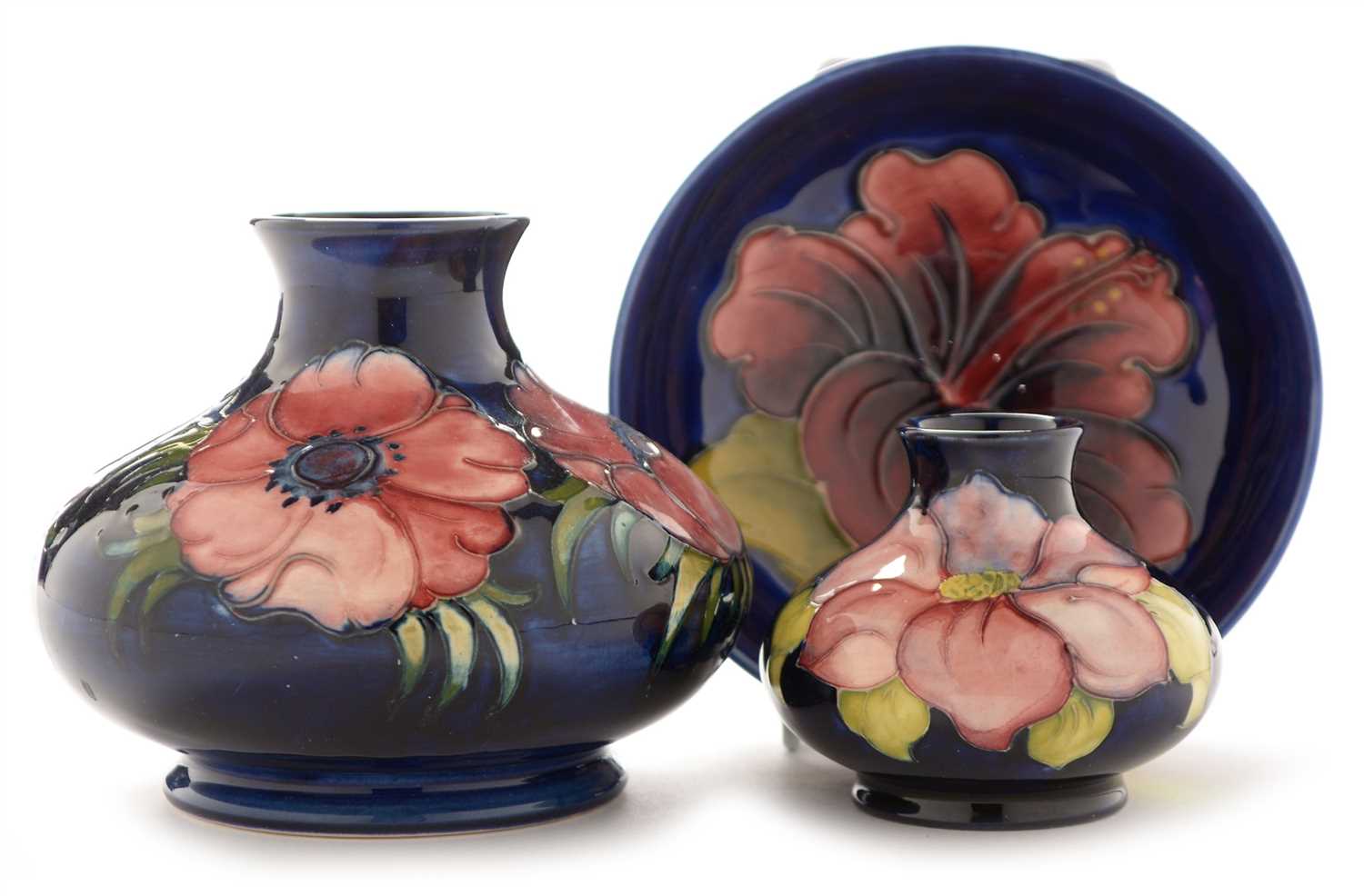Lot 1502 - Two Moorcroft Vases and a small bowl