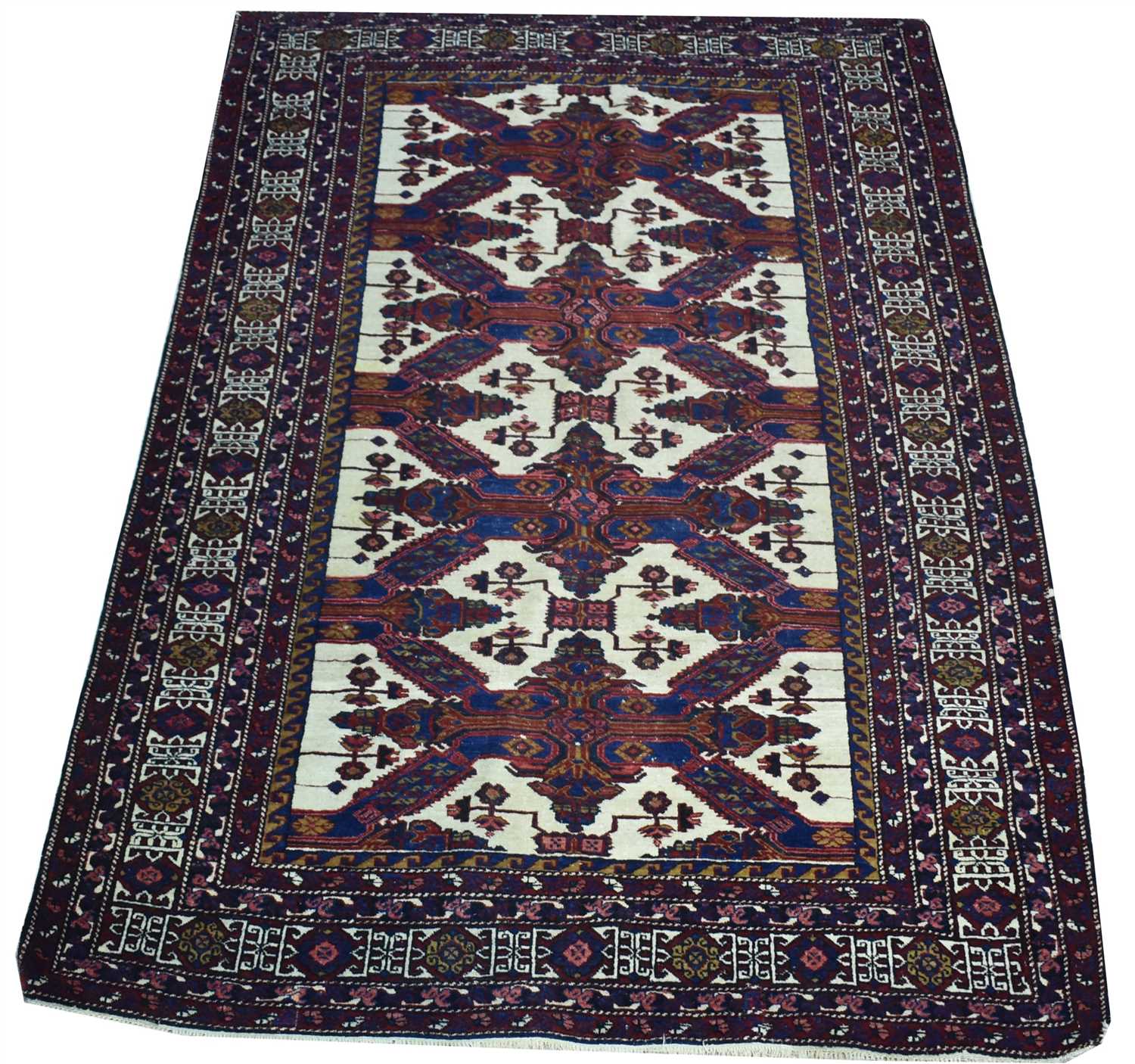 Lot 458 - Kazakstan rug, with geometric shapes to field,...