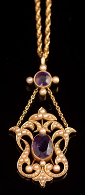 Lot 73 - Amethyst and Pearl Necklace