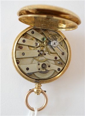Lot 23 - A 19th Century Swiss 18k fob watch.
