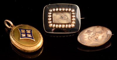 Lot 86 - Two Mourning Brooches and a Locket