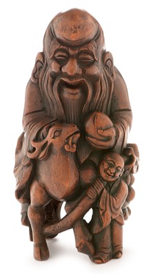 Lot 389 - Carved bamboo Shou Lao