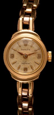 Lot 33 - A Rolex Precision lady's 9ct. cocktail bracelet watch.