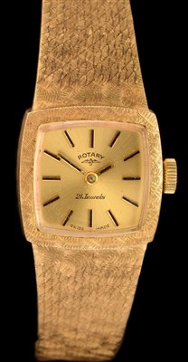 Lot 14 - Rotary: a 9ct. gold lady's bracelet watch.