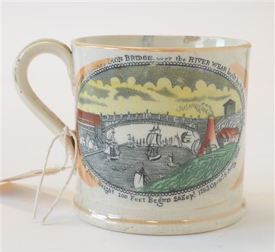 Lot 456 - Three Sunderland mugs and a jug.