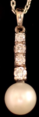 Lot 148 - Diamond and pearl pendant