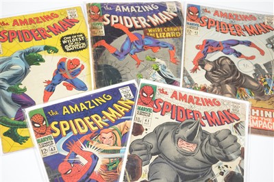 Lot 1840 - Amazing Spider-Man No's. 41, 42, 43, 44 and 45. comics.