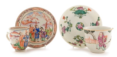 Lot 356 - Two Famille Rose coffee cups and saucers.