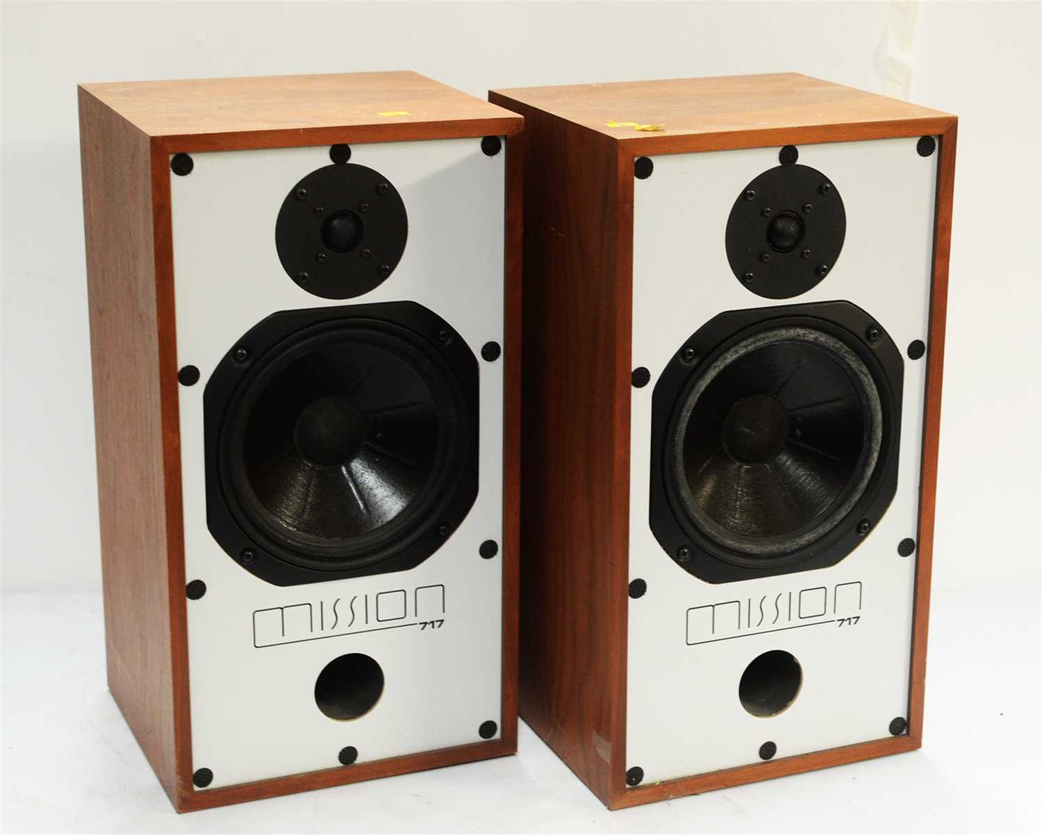 Lot 55 - Pair of Mission 717 hi-fi speakers; and two pairs of floor stands.