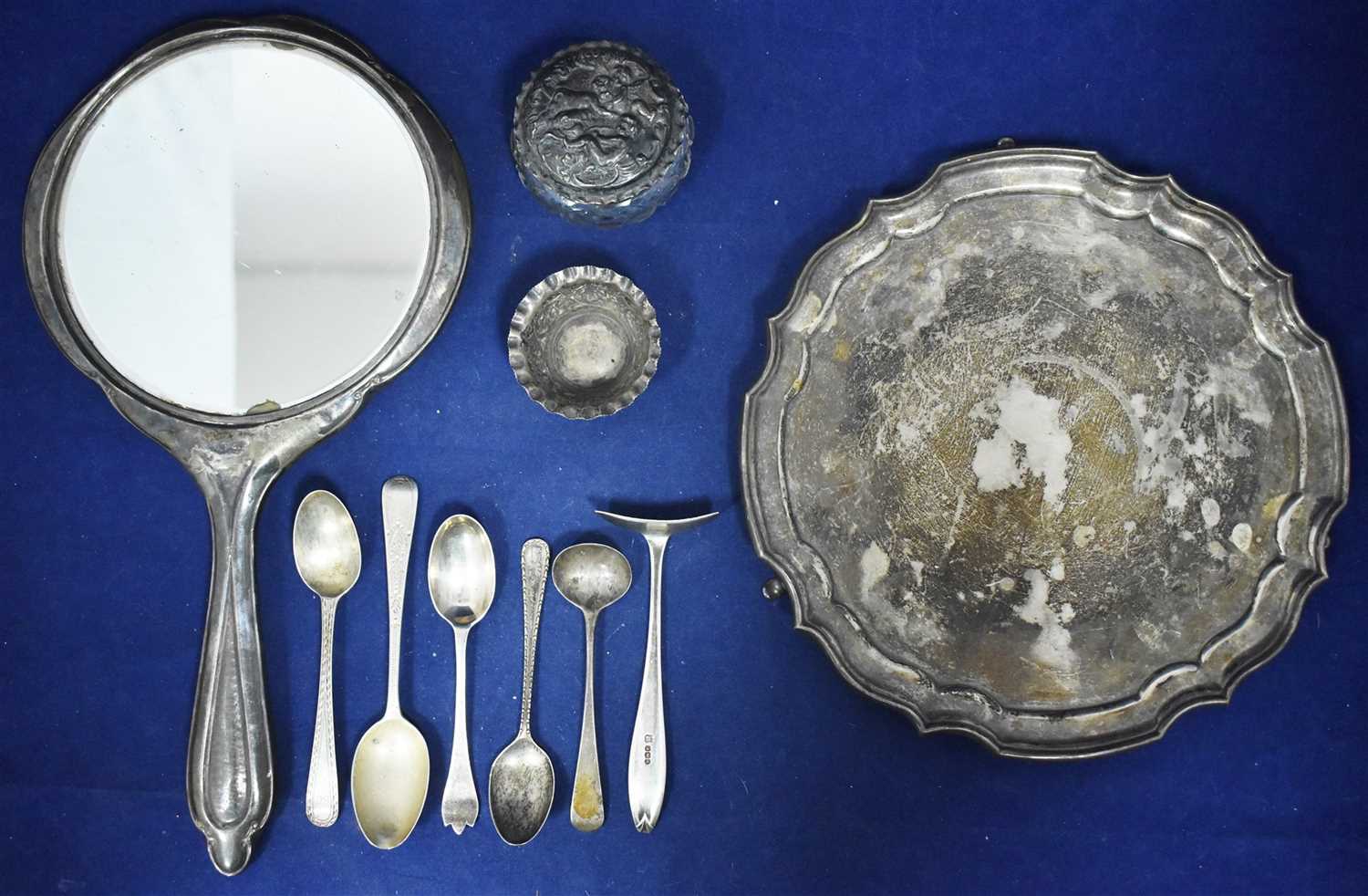 Lot 38 - Silver waiter and other items