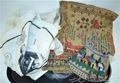 Lot 299 - Samplers, handkerchiefs and other items