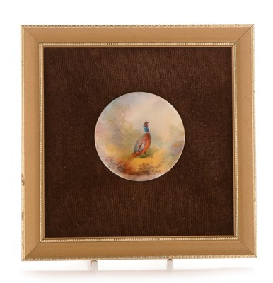 Lot 572 - Miniature Worcester plaque by James Stinton