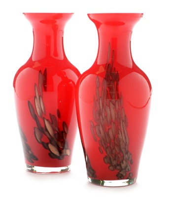 Lot 1547 - A Mdina glass scent bottle, pair vases and paperweight