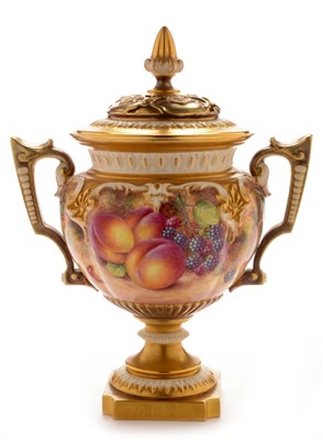 Lot 549 - Royal Worcester pot pourri vase and cover by Freeman