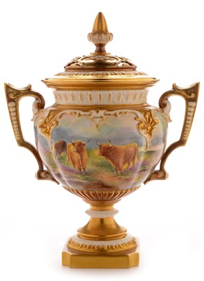 Lot 551 - Royal Worcester vase and cover by Townsend