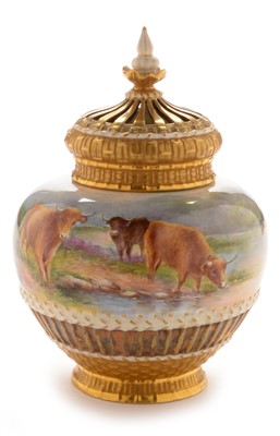 Lot 553 - Royal Worcester vase and cover by Townsend