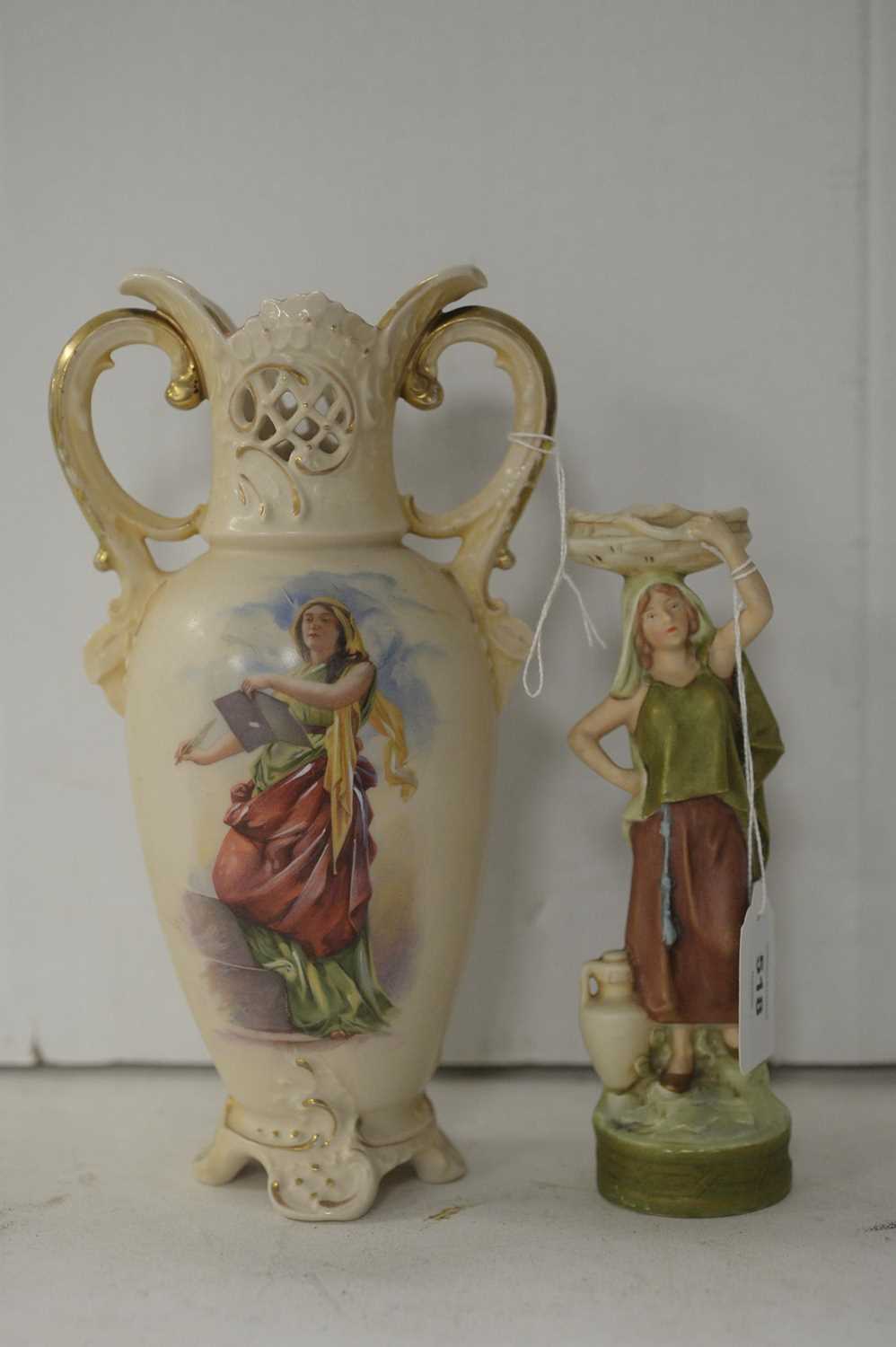 Lot 500 - A Royal Dux vase and small figure
