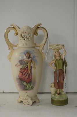 Lot 612 - A Royal Dux vase and small figure