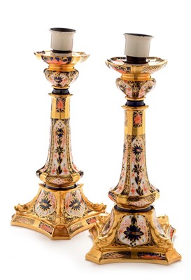 Lot 559 - Pair of Royal Crown Derby candlesticks