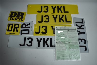 Lot 1443 - Number plate J3YKL
