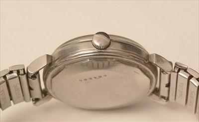 Lot 44 - Jaeger LeCoultre: a gentleman's stainless steel 'bumper' wristwatch