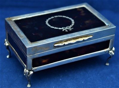 Lot 38 - George V silver mounted and tortoise shell box