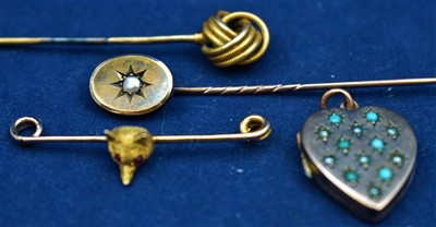 Lot 93 - Pendant, stick pins, and others
