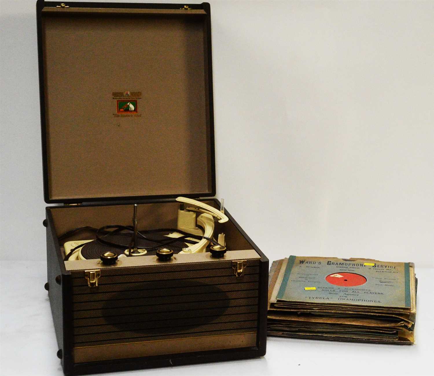 Lot 60 - An HMV 'His Masters Voice' mono portable record player.