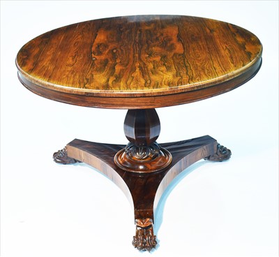 Lot 1242 - An early Victorian rosewood tilt-action centre table