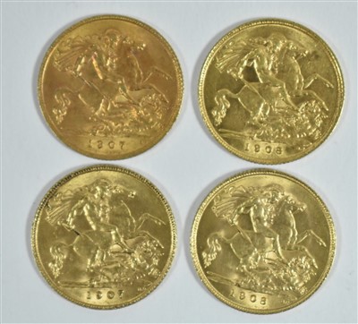 Lot 49 - Four half sovereigns