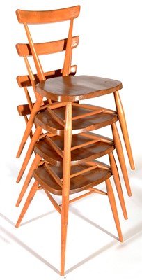 Lot 1562 - Ercol: four adult stacking chairs No. 392.