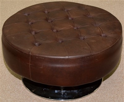 Lot 1608a - A large brown leather footstool/ottoman.