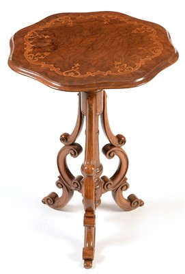 Lot 1256 - A Victorian inlaid walnut occasional table