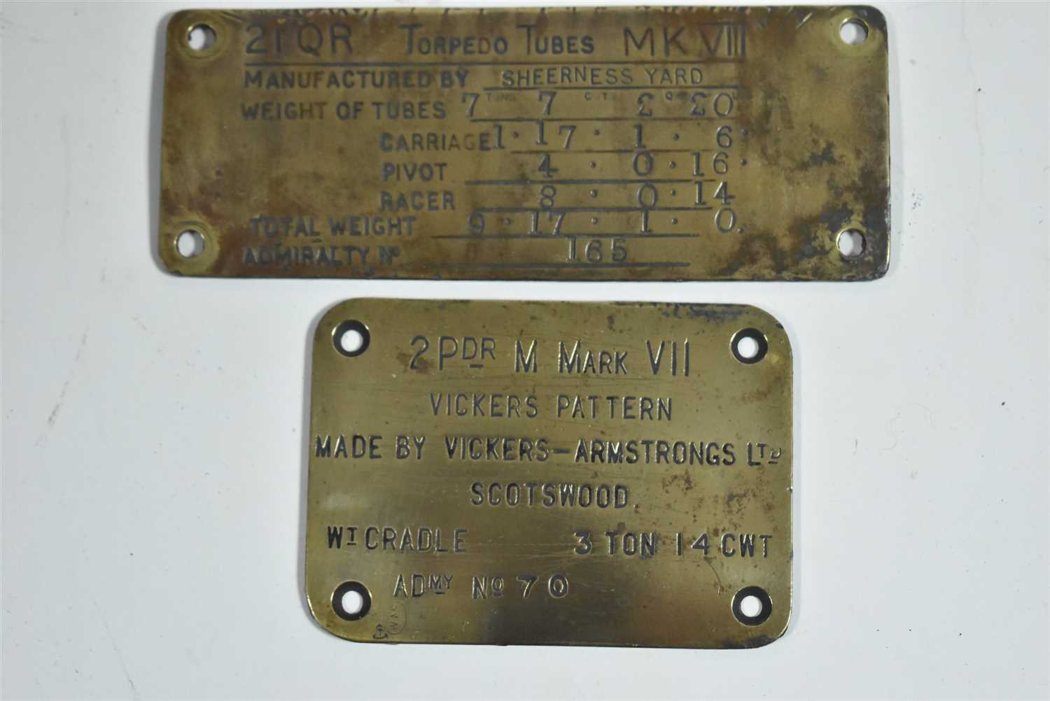 Lot 1448 - Quadruple torpedo tube mounting plate from Clyde built destroyer HMS VIGO.