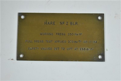 Lot 1452 - Boiler pressure test plate.