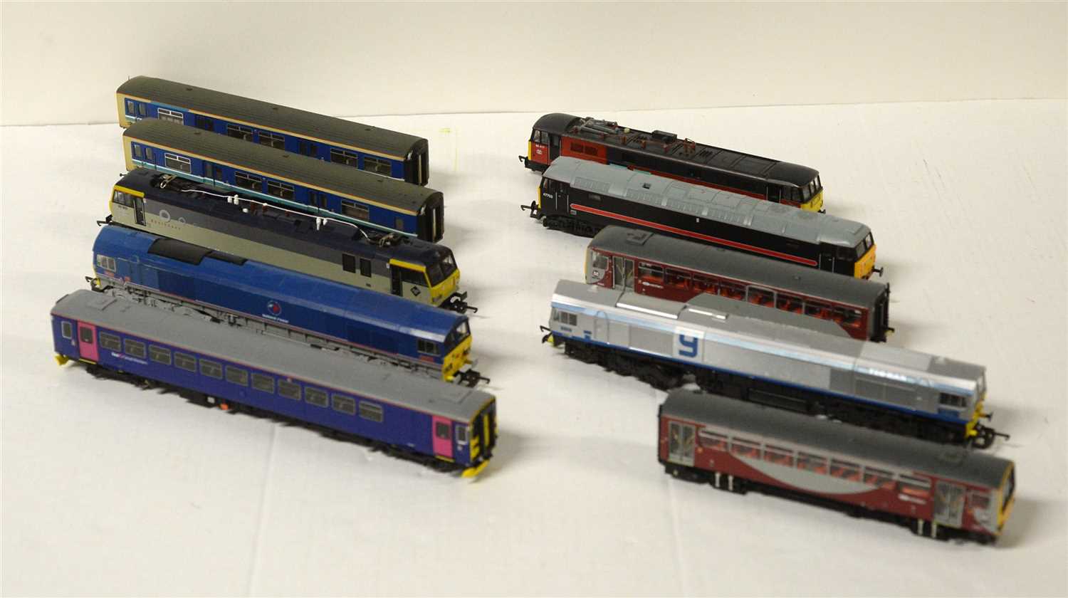 Lot 1387 - 00-gauge diesel and electric locomotives and rail cars by Hornby.
