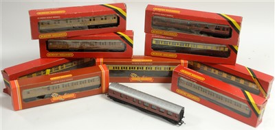 Lot 1384 - Four Hornby LNER coaches; and six GW and LMS coaches.