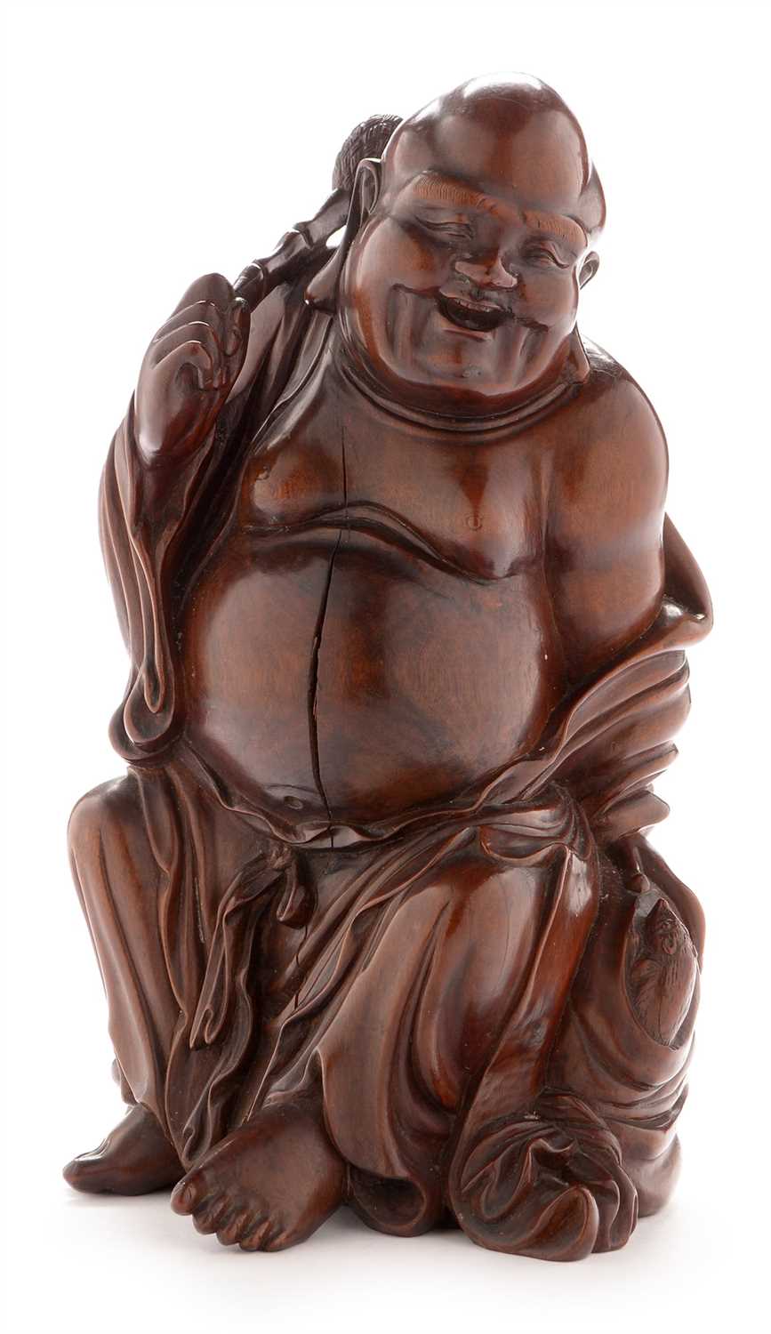 Lot 487 - Chinese carved rootwood figure of Hotei