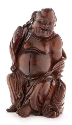Lot 487 - Chinese carved rootwood figure of Hotei