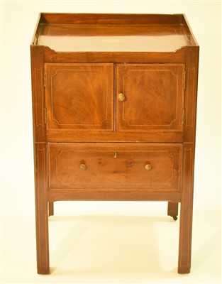 Lot 1255 - A George III inlaid mahogany night cupboard