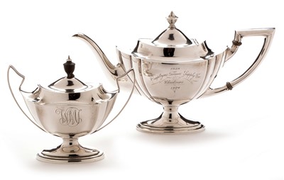 Lot 310 - American silver teapot and covered sugar bowl