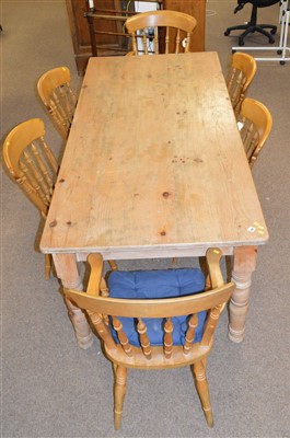 Lot 408 - Pine table and chairs