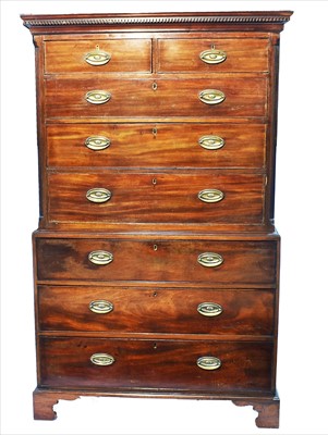 Lot 1204 - A George III mahogany chest on chest