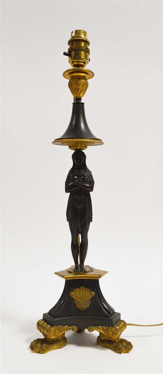 Lot 1024 - Bronze and ormolu table lamp