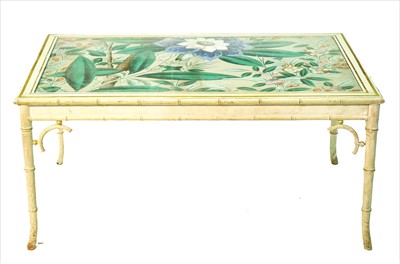 Lot 1178 - A vintage gilt and white painted bamboo coffee table