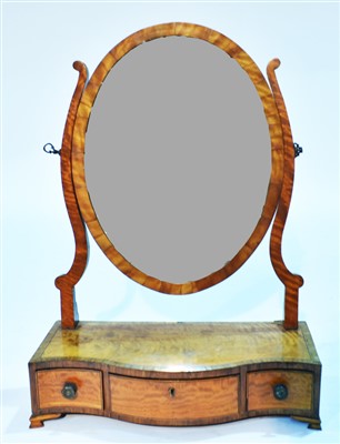 Lot 1041 - A George III Satinwood and mahogany banded toilet mirror