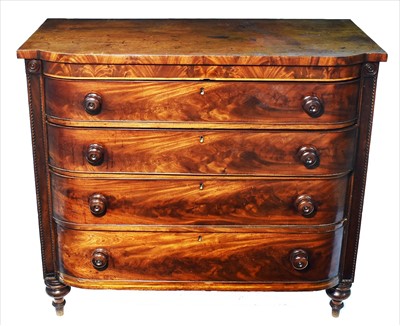 Lot 1208 - An early 19th Century mahogany bowfront chest of drawers