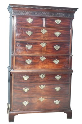 Lot 1210 - A George III mahogany chest-on-chest.