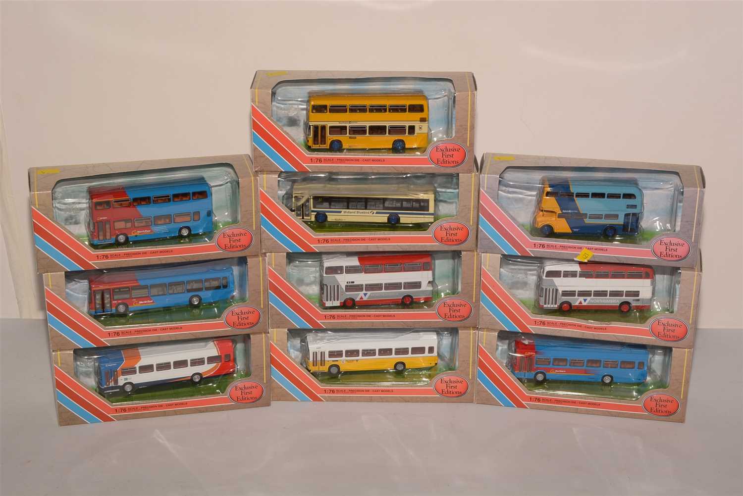 Lot 1337 - Die-cast model buses by Exclusive First Editions.